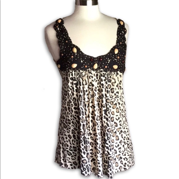 Soul Revival Tops - Soul Revival Bejeweled Cheetah Tunic Tank Top